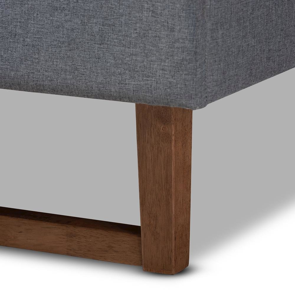 Walnut Brown Finished Wood Queen Size Platform Bed Frame