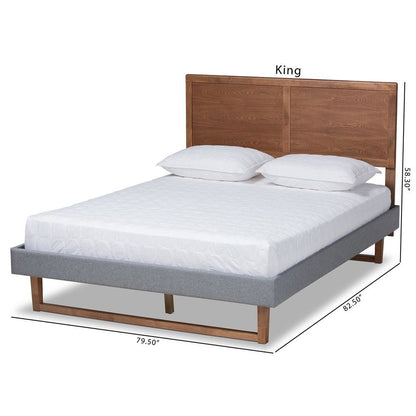 Ash Walnut Brown Finished Wood Queen Size Platform Bed