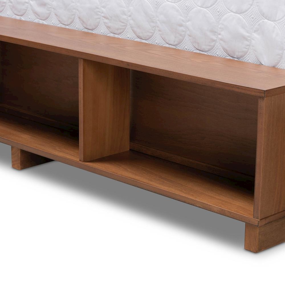 Finished Wood Queen Size 4-Drawer Platform Storage Bed with Built-In Shelves