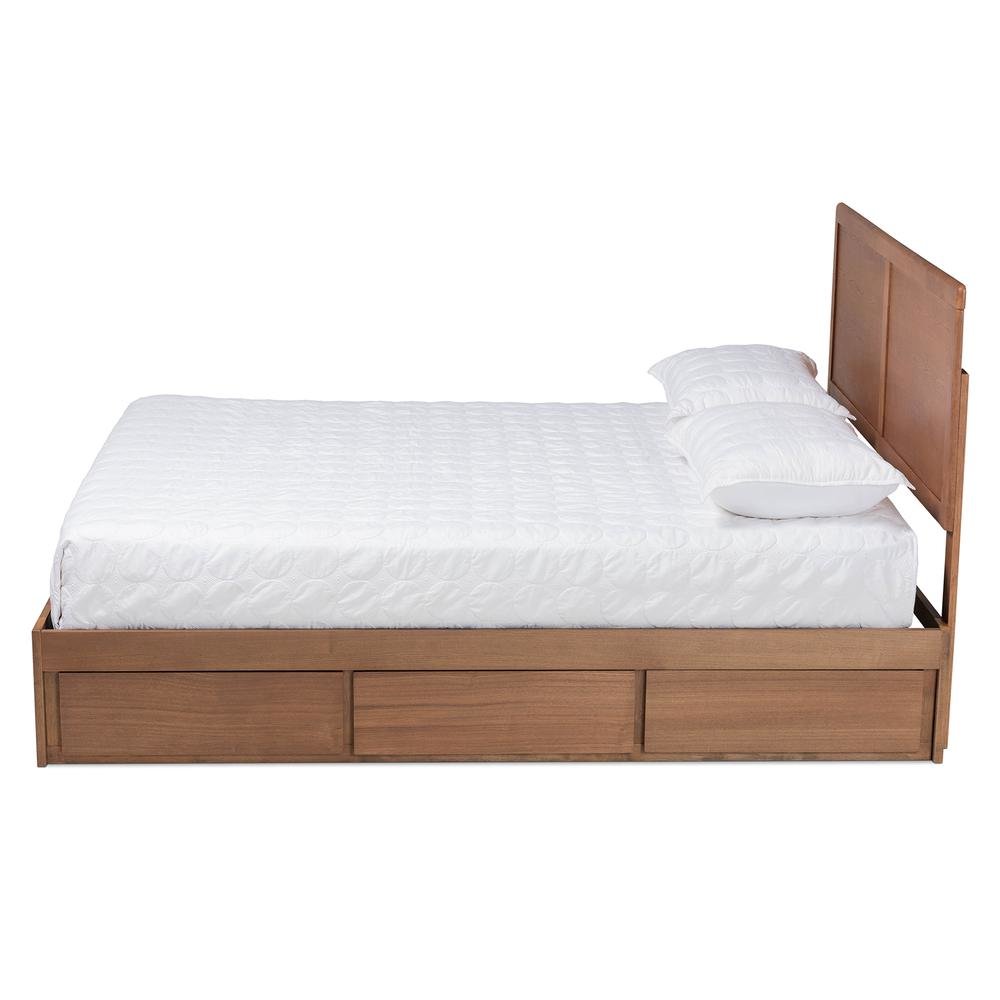 Walnut Brown Finished Wood Queen Size 3-Drawer Platform Storage Bed