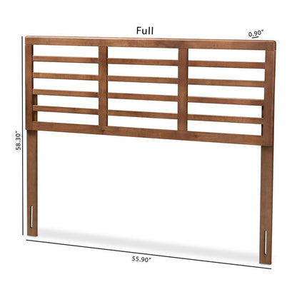 Walnut Brown Finished Wood Queen Size Open Slat Headboard