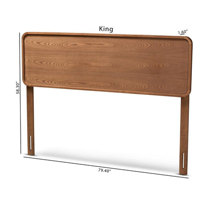 Mailene Mid-Century Modern Walnut Brown Finished Wood Queen Size Headboard