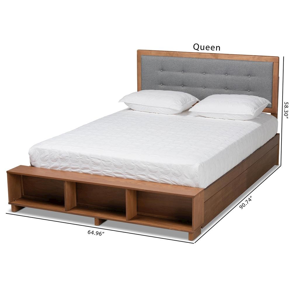 Walnut Brown Finished Wood 4-Drawer Queen Size Platform Storage Bed