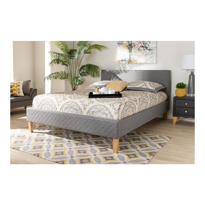 Aneta Modern and Contemporary Grey Fabric Upholstered King Size Platform Bed