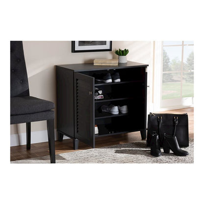 Dark Grey Finished 4-Shelf Wood Shoe Storage Cabinet