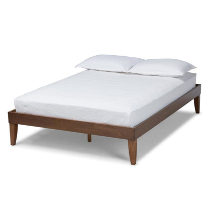 Lucina Mid-Century Modern Walnut Brown Finished Queen Size Platform Bed Frame