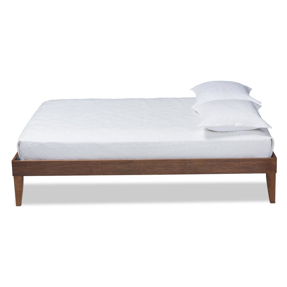 Lucina Mid-Century Modern Walnut Brown Finished Queen Size Platform Bed Frame