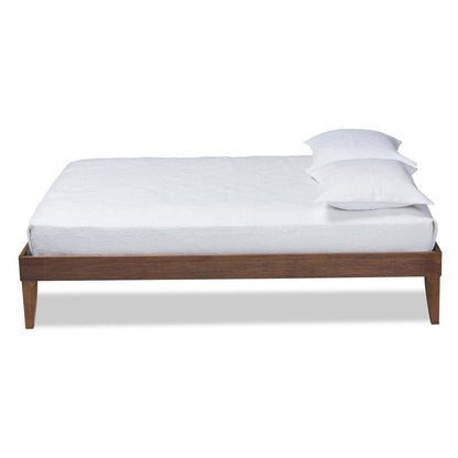 Lucina Mid-Century Modern Walnut Brown Finished Queen Size Platform Bed Frame