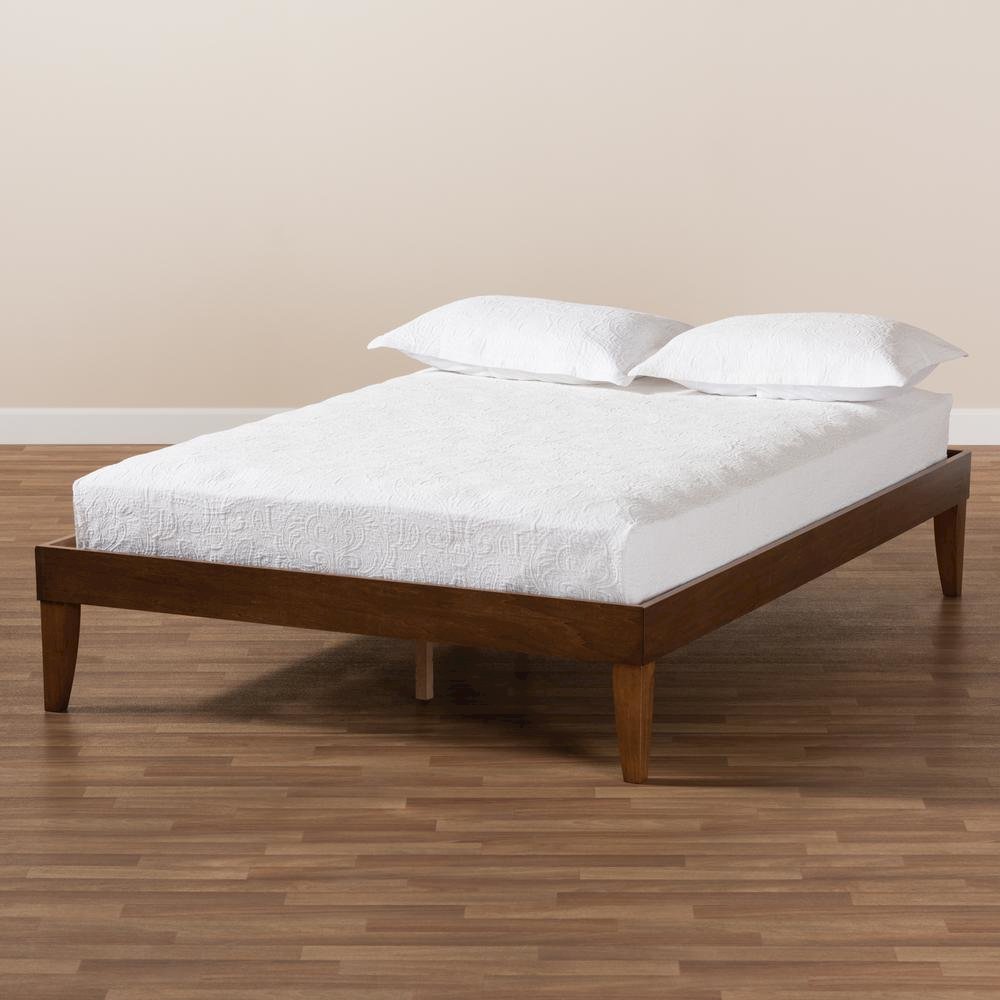Lucina Mid-Century Modern Walnut Brown Finished Queen Size Platform Bed Frame