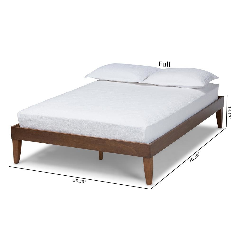 Lucina Mid-Century Modern Walnut Brown Finished Queen Size Platform Bed Frame