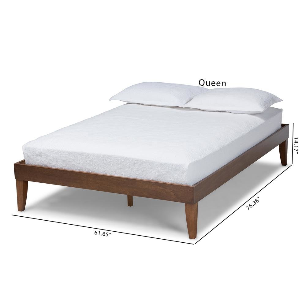Lucina Mid-Century Modern Walnut Brown Finished Queen Size Platform Bed Frame