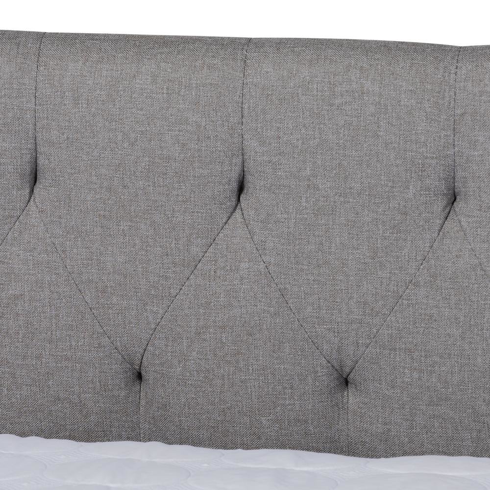 Light Grey Fabric Upholstered Queen Size Daybed with Roll-Out Trundle Bed