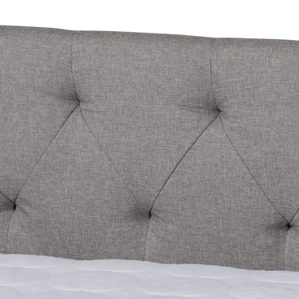 Light Grey Fabric Upholstered Queen Size Daybed with Roll-Out Trundle Bed