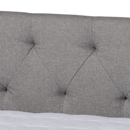 Light Grey Fabric Upholstered Queen Size Daybed with Roll-Out Trundle Bed