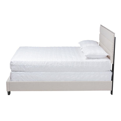 Ansa Modern and Contemporary Beige Fabric Upholstered Queen Size Bed