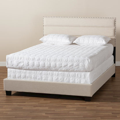 Ansa Modern and Contemporary Beige Fabric Upholstered Queen Size Bed