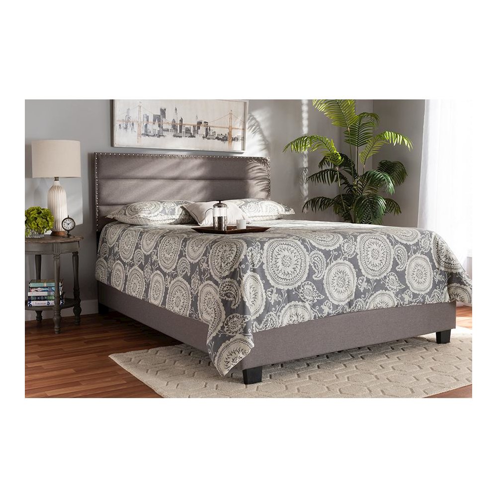 Ansa Modern and Contemporary Grey Fabric Upholstered Queen Size Bed