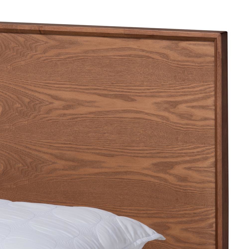 Karine Mid-Century Modern Walnut Brown Finished Wood Queen Size Platform Bed