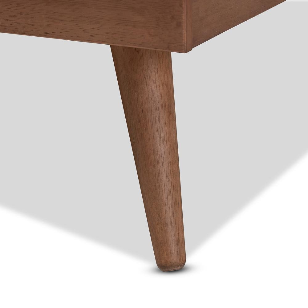 Karine Mid-Century Modern Walnut Brown Finished Wood Queen Size Platform Bed