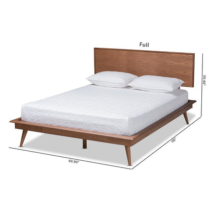 Karine Mid-Century Modern Walnut Brown Finished Wood Queen Size Platform Bed