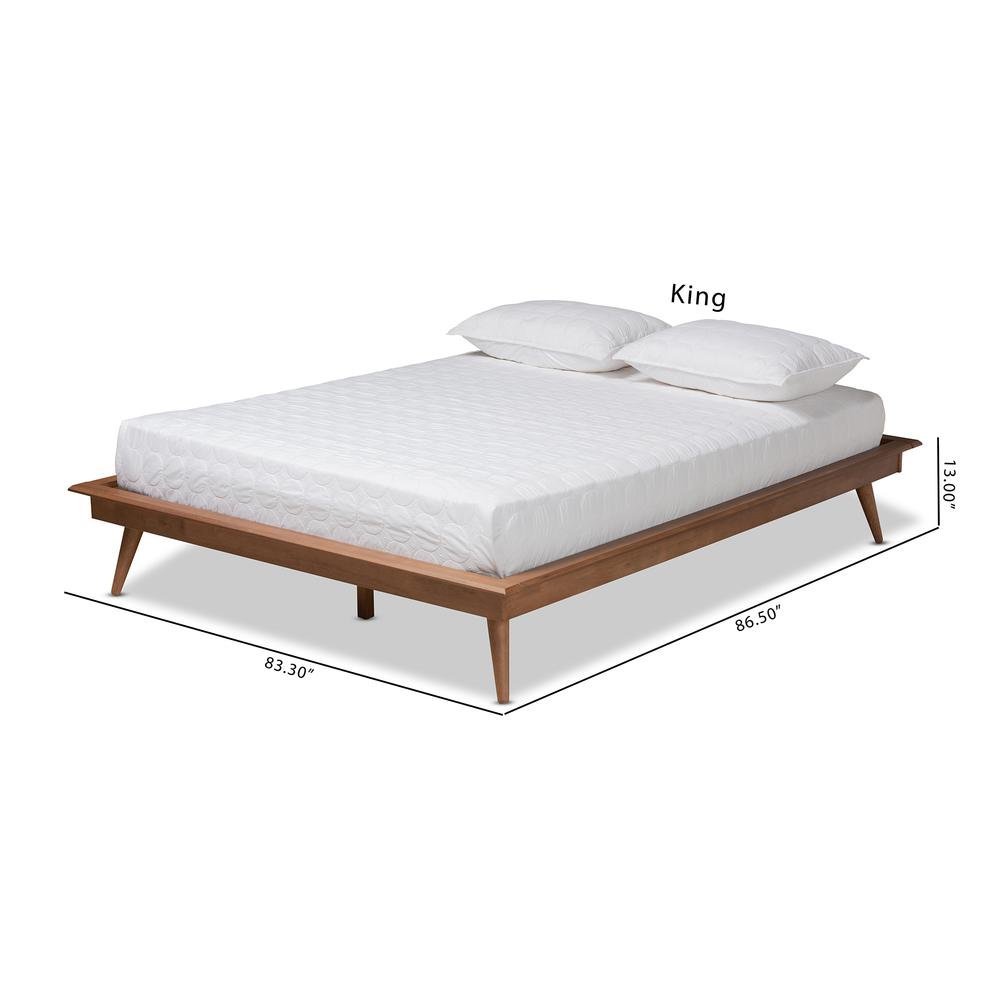 Walnut Brown Finished Wood Queen Size Platform Bed Frame