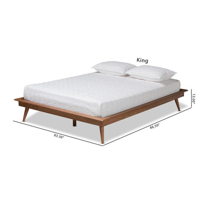 Walnut Brown Finished Wood Queen Size Platform Bed Frame