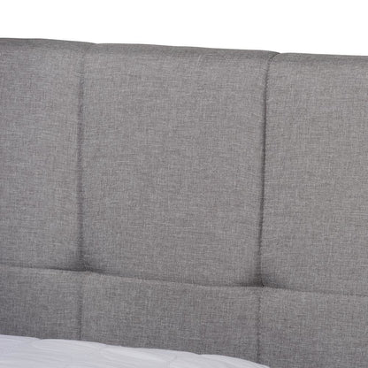 Netti Light Grey Fabric Upholstered 2-Drawer King Size Platform Storage Bed