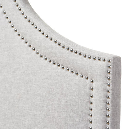 Grayish Beige Fabric Upholstered Queen Size Headboard