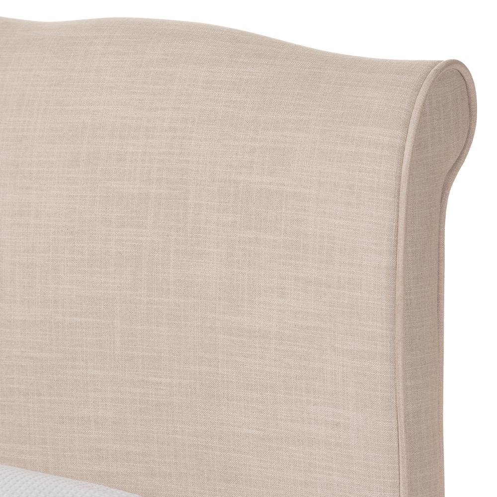 Fannie French Classic Modern Style Beige Linen Fabric Full Size Platform Bed