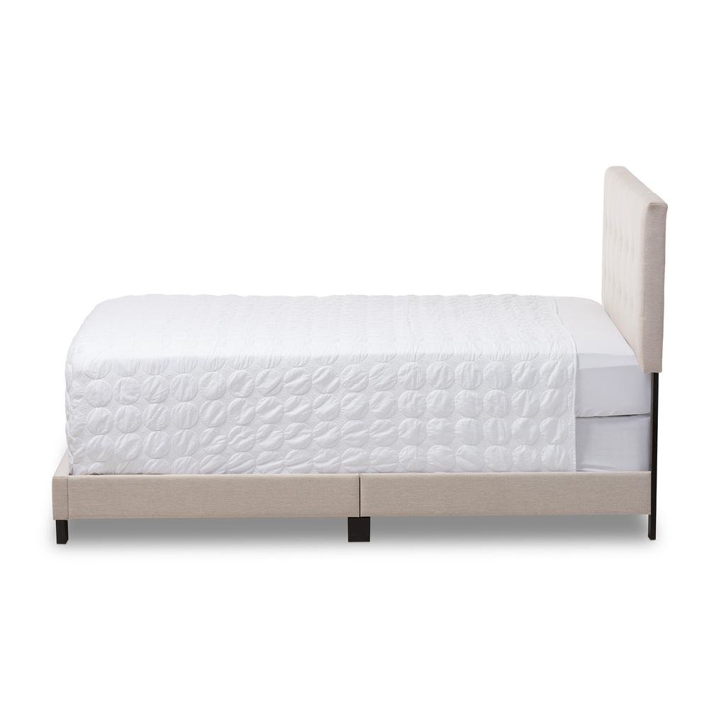 Beige Fabric Upholstered Grid-tufting Queen Size Bed