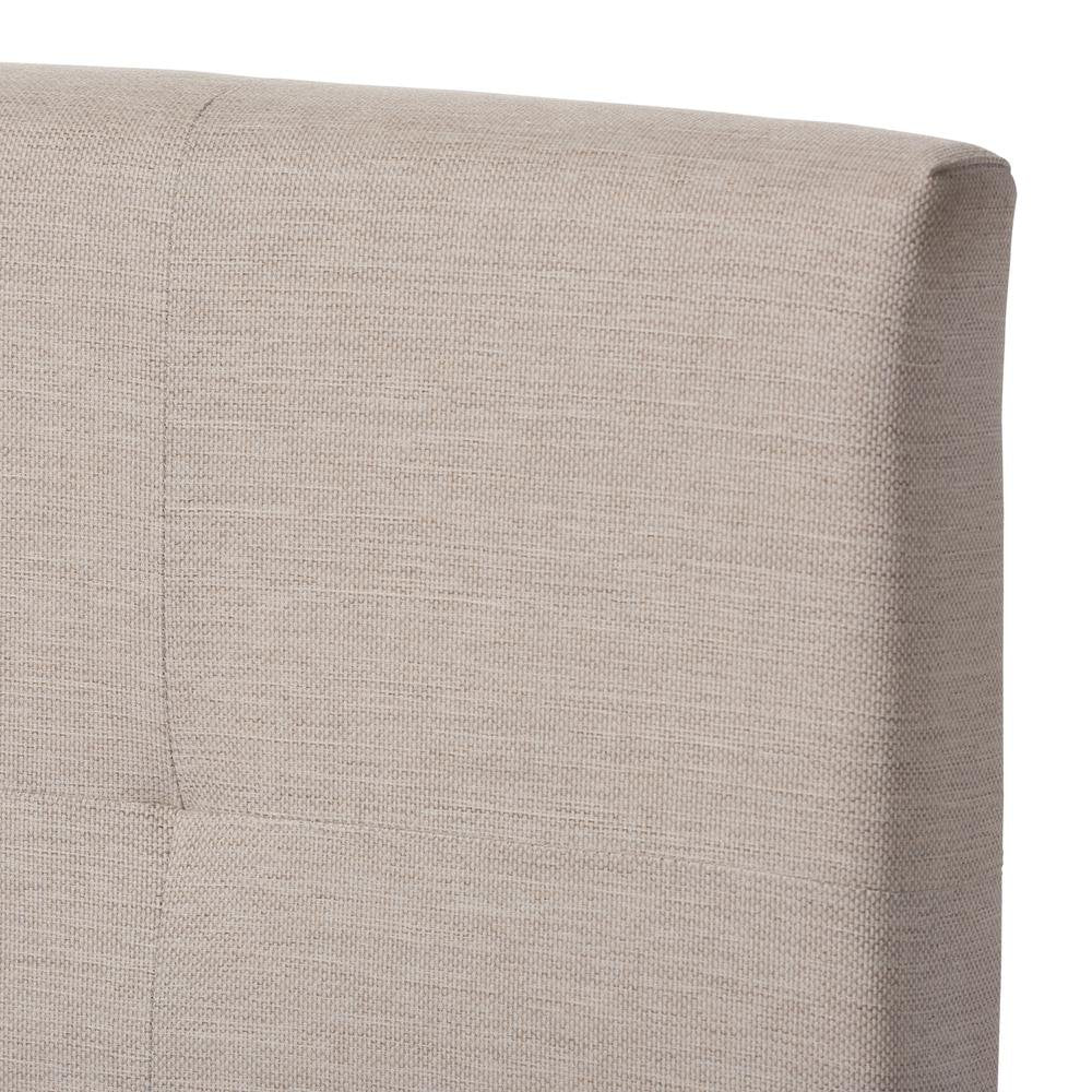 Beige Fabric Upholstered Grid-tufting Queen Size Bed