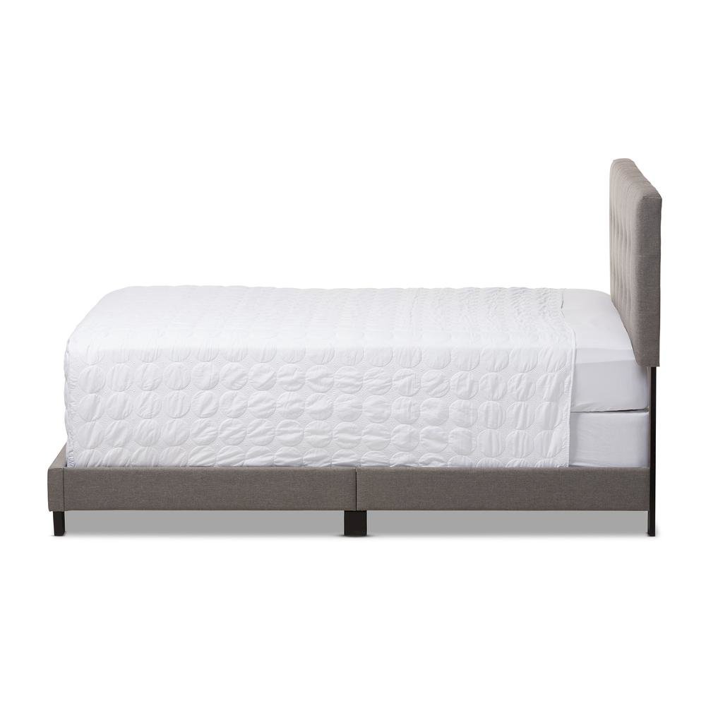 Grey Fabric Upholstered Grid-tufting Queen Size Bed