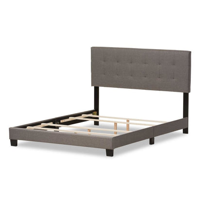 Grey Fabric Upholstered Grid-tufting Queen Size Bed