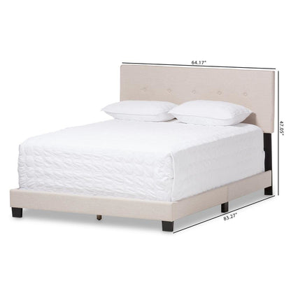Hampton Modern and Contemporary Light Beige Fabric Upholstered Queen Size Bed
