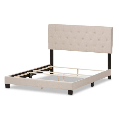 Cassandra Modern and Contemporary Light Beige Fabric Upholstered King Size Bed