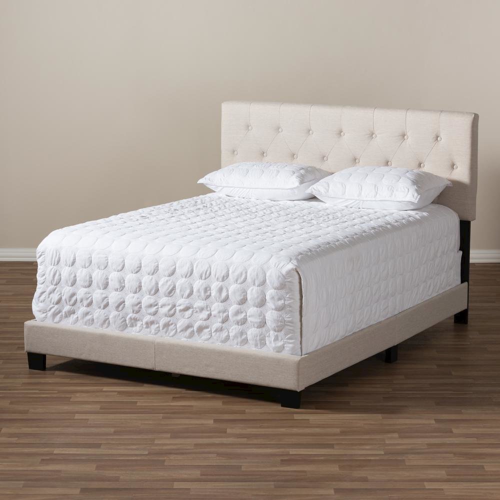 Cassandra Modern and Contemporary Light Beige Fabric Upholstered King Size Bed