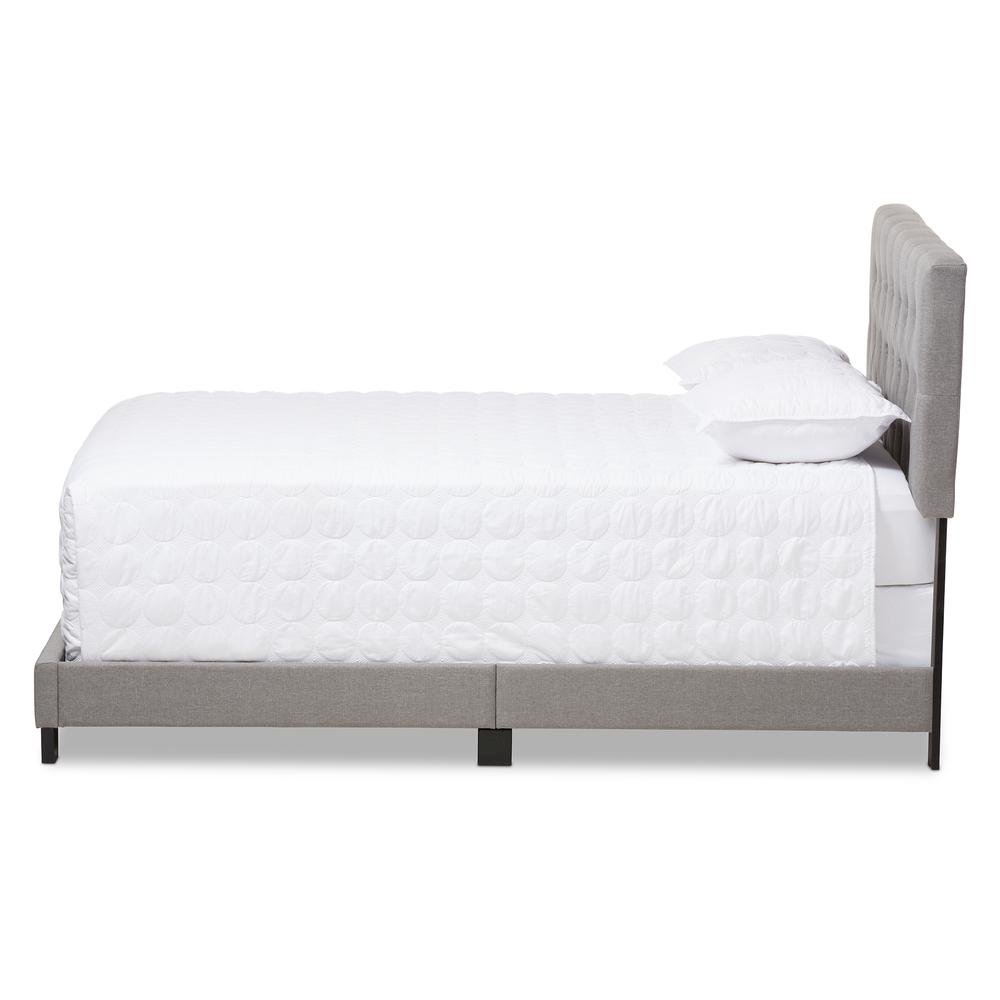 Cassandra Modern and Contemporary Light Grey Fabric Upholstered Queen Size Bed
