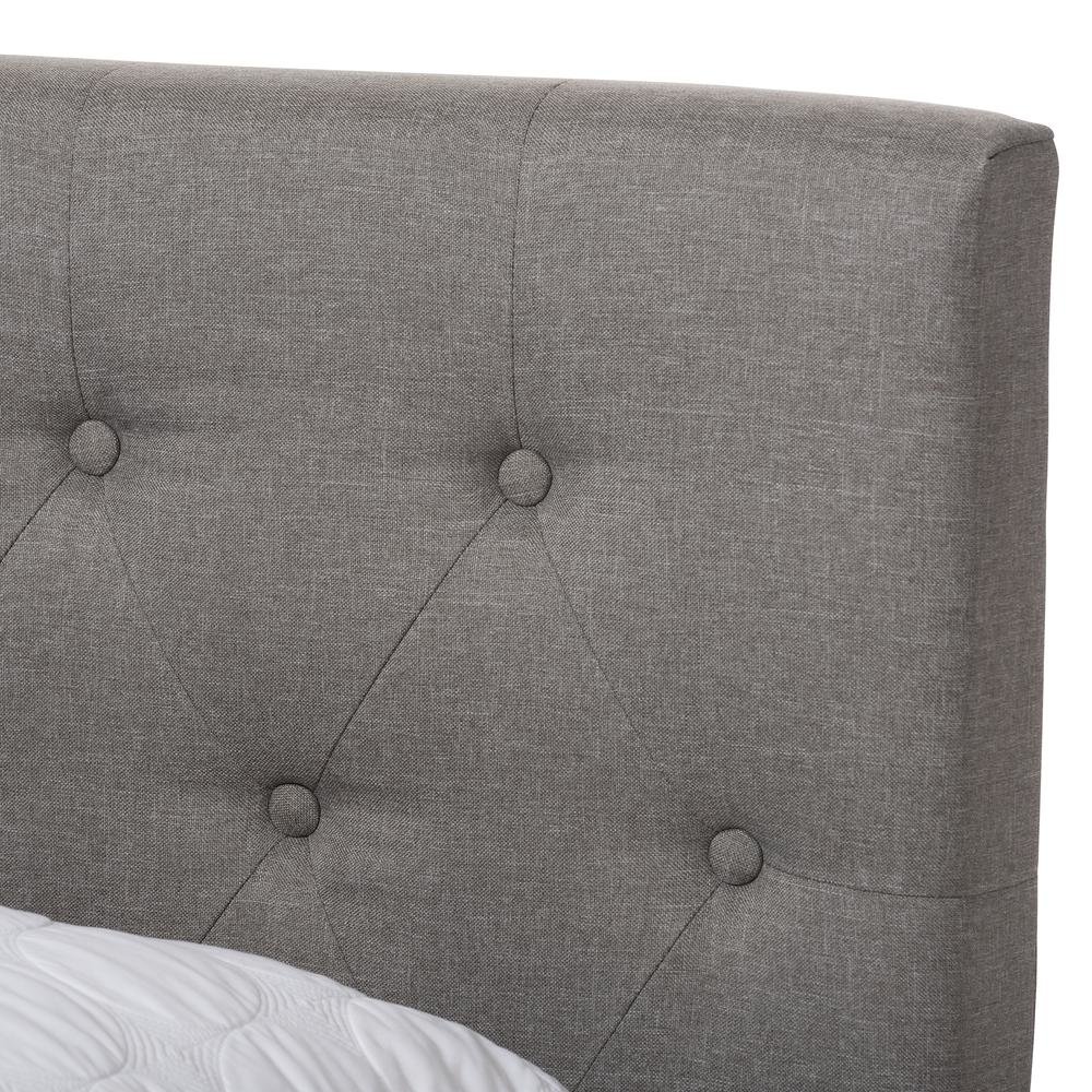 Cassandra Modern and Contemporary Light Grey Fabric Upholstered Queen Size Bed