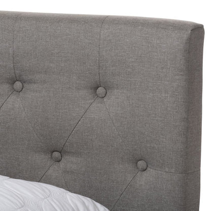 Cassandra Modern and Contemporary Light Grey Fabric Upholstered Queen Size Bed