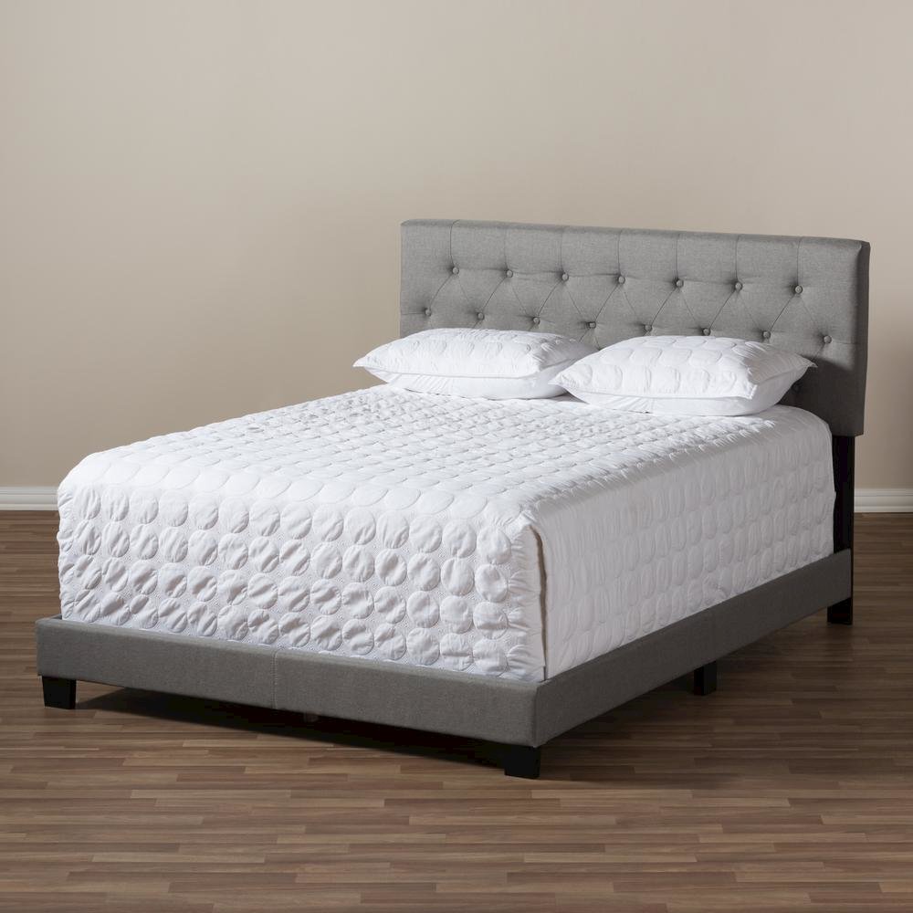 Cassandra Modern and Contemporary Light Grey Fabric Upholstered Queen Size Bed