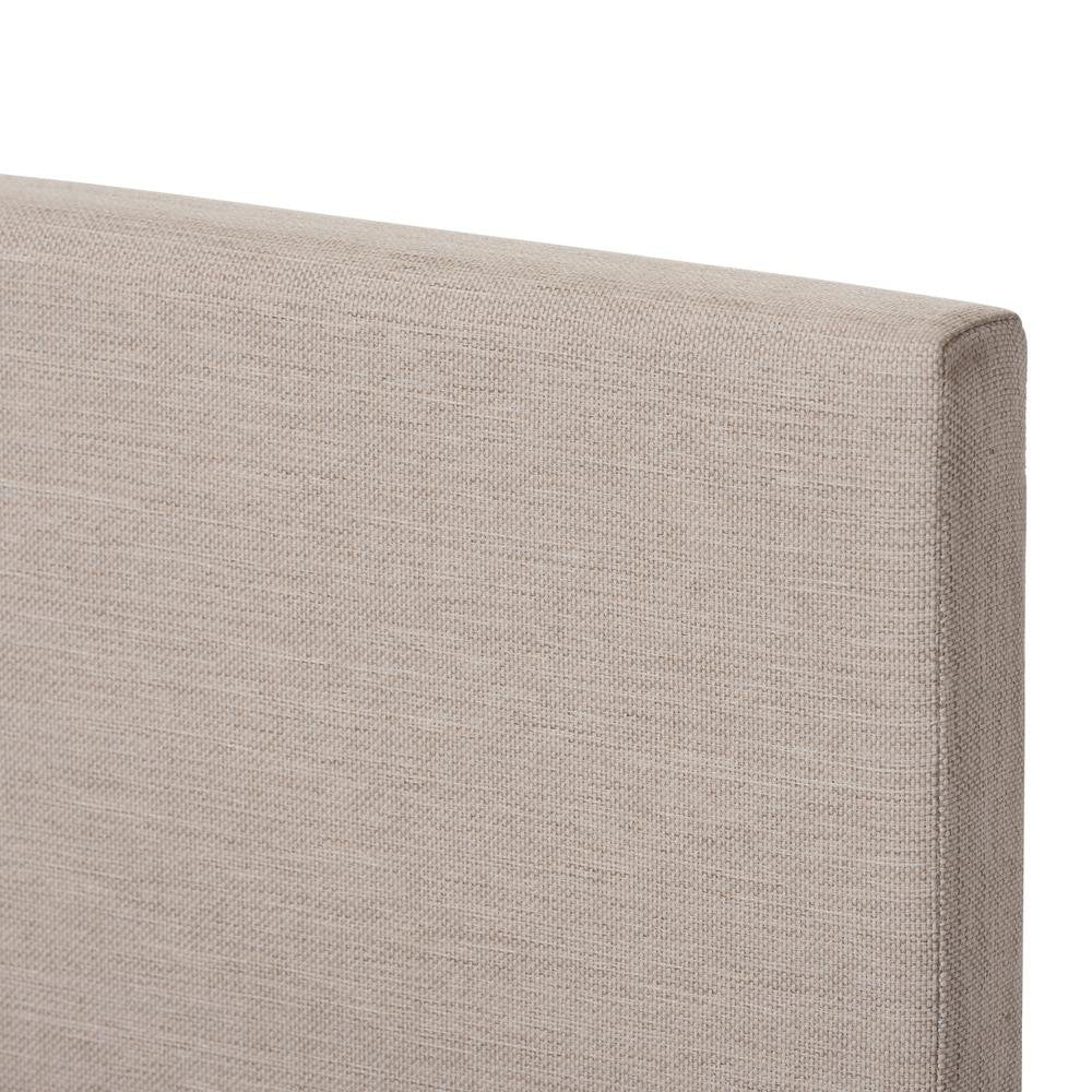 Beige Fabric Upholstered Panel-Stitched Queen Size Platform Bed