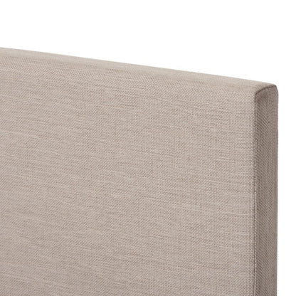 Beige Fabric Upholstered Panel-Stitched Queen Size Platform Bed