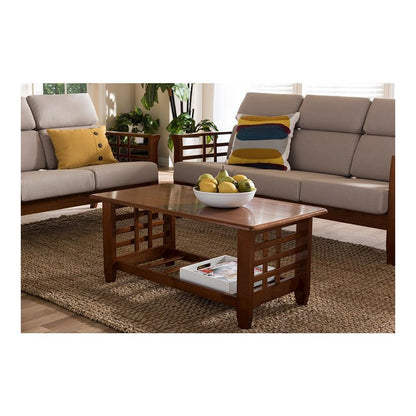 Cherry Finished Brown Wood Living Room Occasional Coffee Table