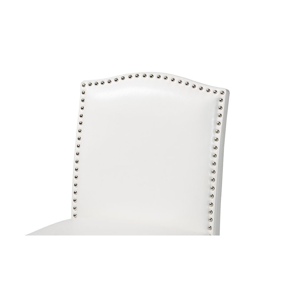 Baxton Studio Libra White Modern Bar Stool with Nail Head Trim (Set of 2)