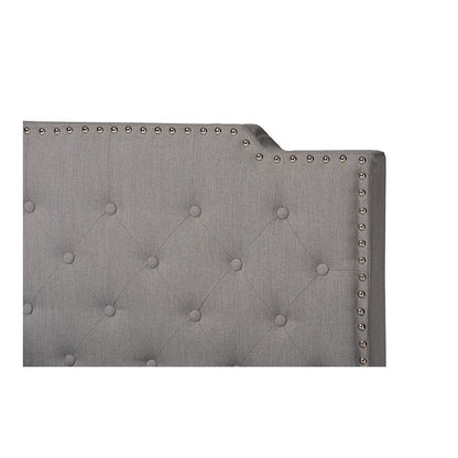 Transitional Grey Fabric Upholstered Button Tufted King Size Panel Bed