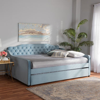 Button Tufted Queen Size Daybed with Trundle