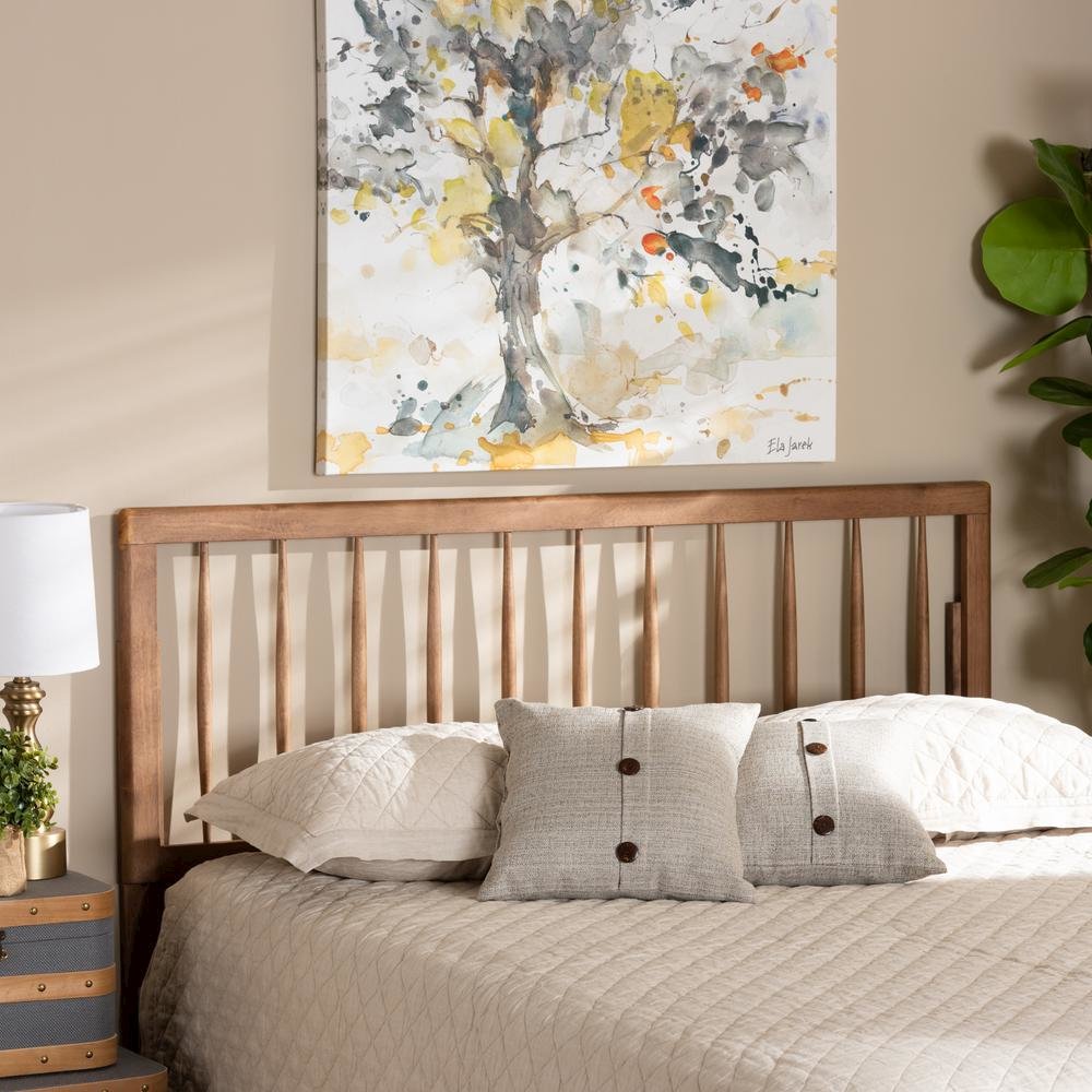 Valin Modern and Contemporary Ash Walnut Finished Wood Queen Size Headboard