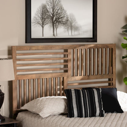 Transitional Ash Walnut Finished Wood Queen Size Headboard
