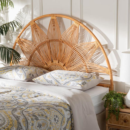 Jasmine Modern Bohemian Natural Rattan Queen Size Standalone Headboard
