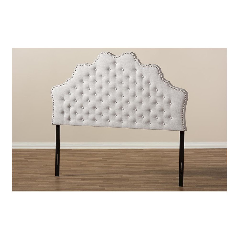 Hilda Modern and Contemporary Greyish Beige Fabric King Size Headboard
